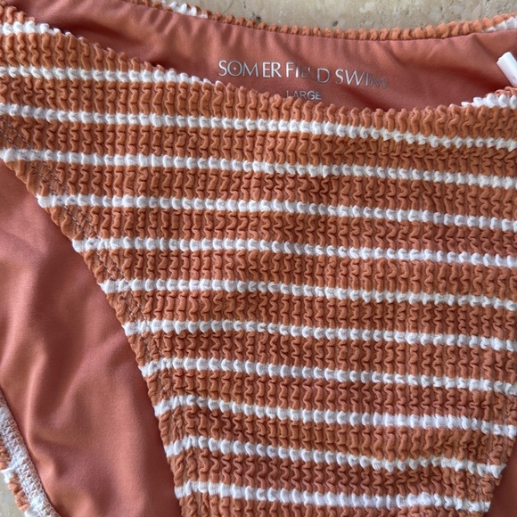 Somerfield Swim Peach/Orange and White Crinkle Bikini - Picture 2 of 8